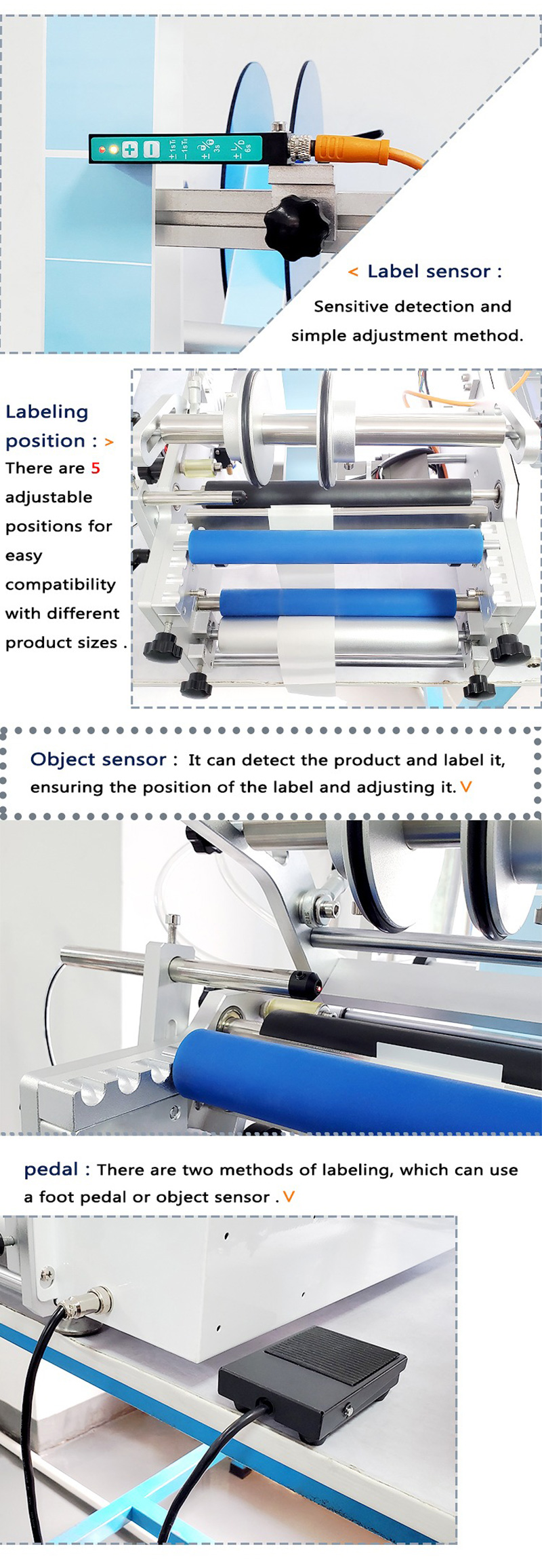 VK-T801 Semi Automatic Round Label Applicator Machine